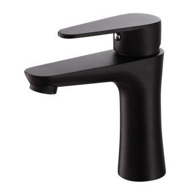 High Quality Bathroom Mixer Hot Cold Water Tap Ceramic Stainless Stless Single Handle Black Basin Faucet