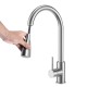 China Factory 304 Stainless Steel Single Hole pull out Spray kitchen Long Neck Water Faucet