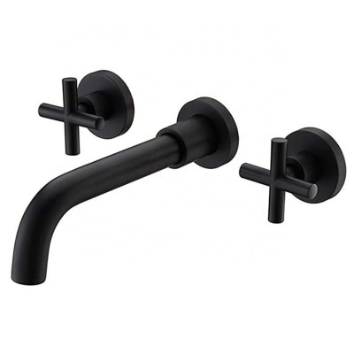 High Quality Two Handle Gold Black 304 Stainless Steel Brushed Water Tap Hidden Wall Mounted Concealed Basin Bathroom Faucet