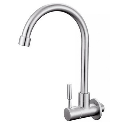 High Quality Wall Mounted Brushed Nickel SUS304 Stainless Steel Cold Water Taps Mixer Single Handle For Sink Kitchen Faucet