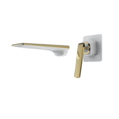 European Style Brass Ceramic Single Lever Mixer Tap Faucet Wall Mounted White Gold Concealed Waterfall Basin Faucet