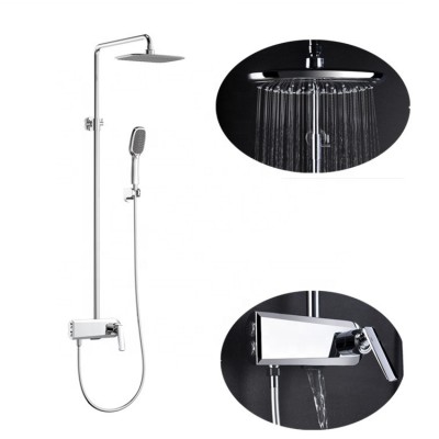 Fashion Design Sanitary Ware Wall Mounted Chrome Brass Bathroom Rain Shower Mixer Waterfall Shower Faucet Sets