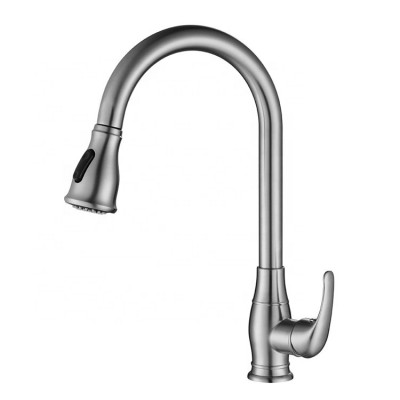 Amazon Hot Selling High Quality Single Handle 304 Stainless Steel Kitchen Sink Faucets With Pull Down Out Sprayer